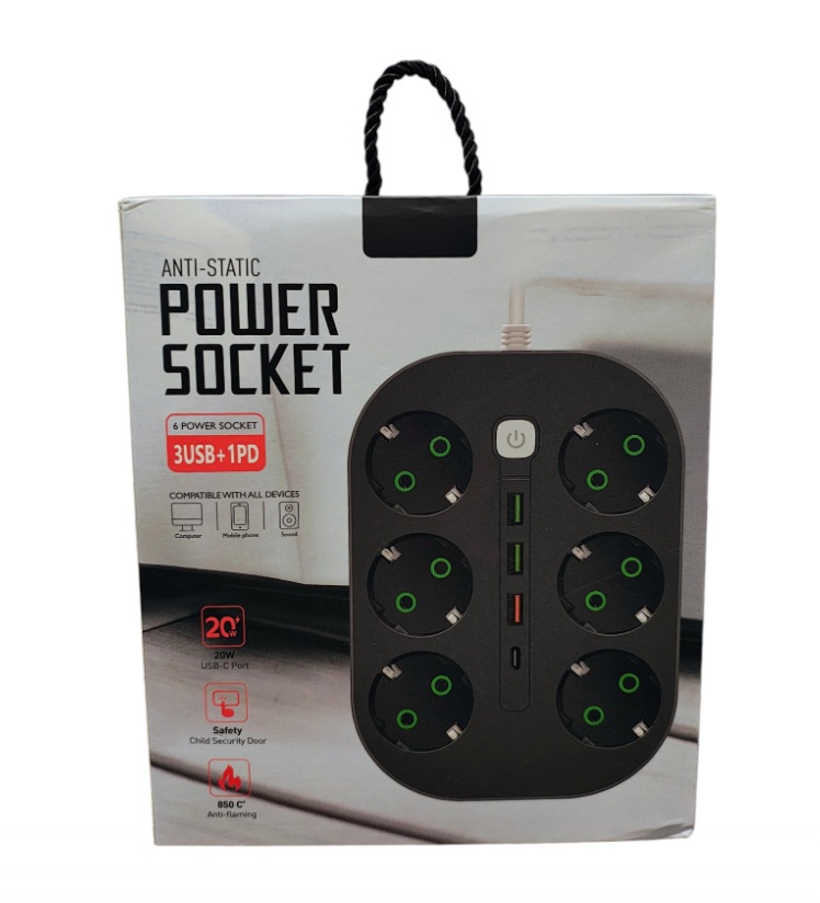prelungitor Schuko 6 prize USB
